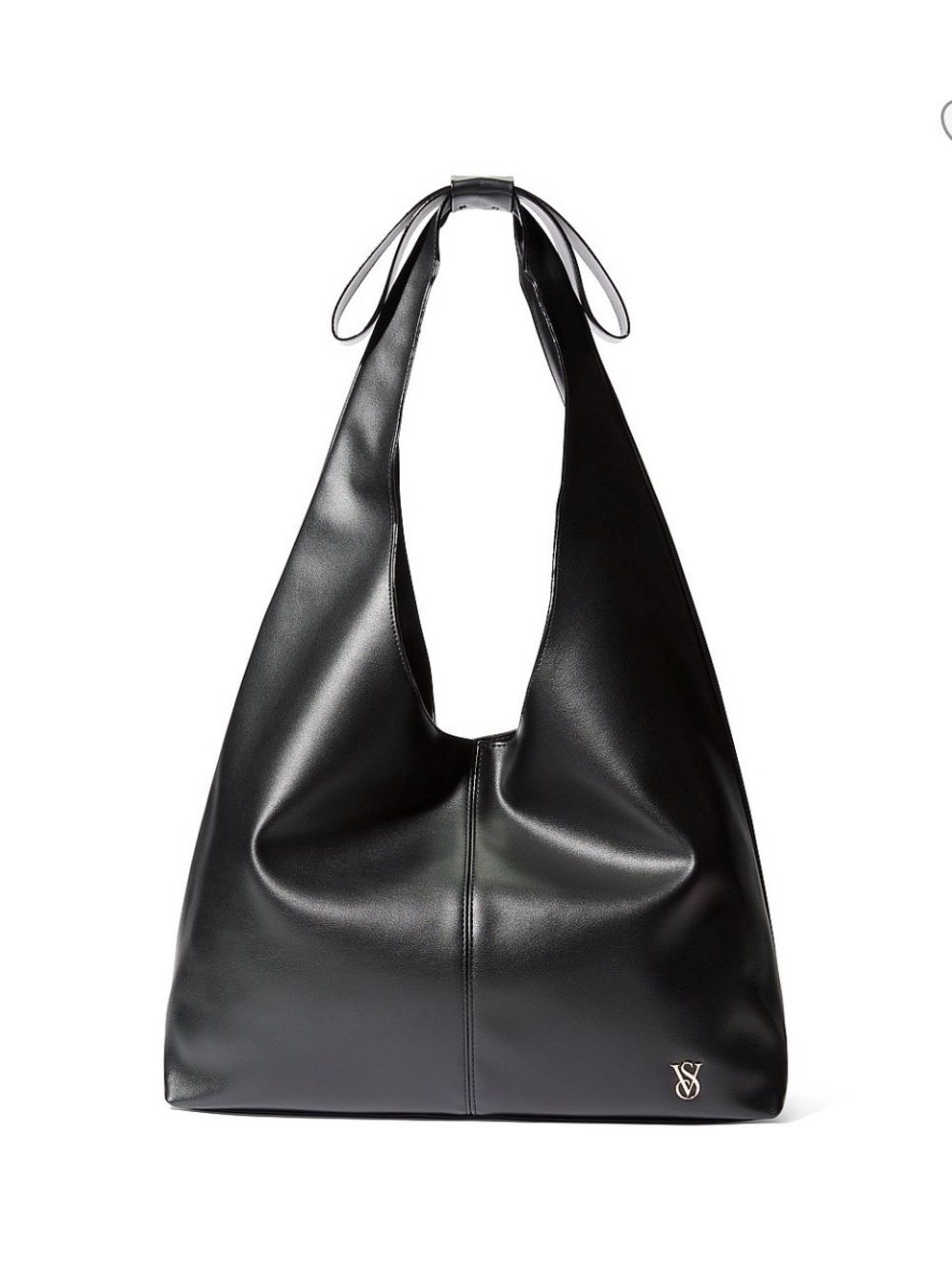 Victoria’s Secret Black Leather Shoulder Tote Bag with Subtle Logo